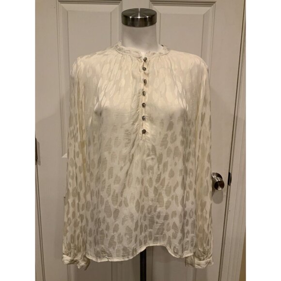 Cloth & Stone Anthropologie Off White Geometric Patterned Popover Shirt, Size M - Picture 1 of 7